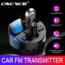 Onever fm-передатчик Bluetooth 5,0 Автомобильный MP3-плеер адаптер батарея напряжение снижение шума TF карта hands-free Dual USB зарядное устройство
