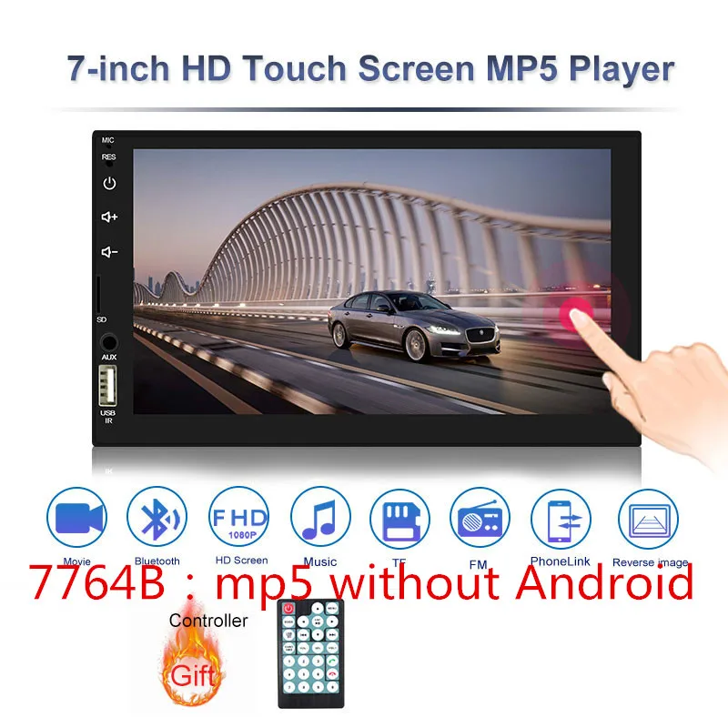 Авторадио " 2Din Android 7,1 автомобильный MP5 плеер gps Navi FM AM радио BT4.0 карта+ камера - Цвет: 7764B-no Android
