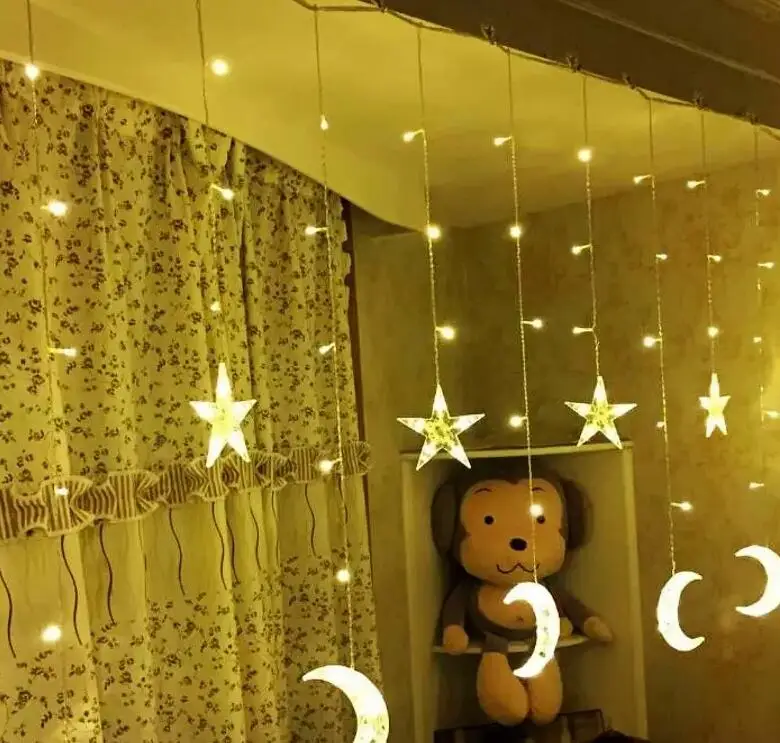 Светодиодный лунный занавес свет сосулька свет светодиодный пентаграмма Рождественский декоративный фонарь