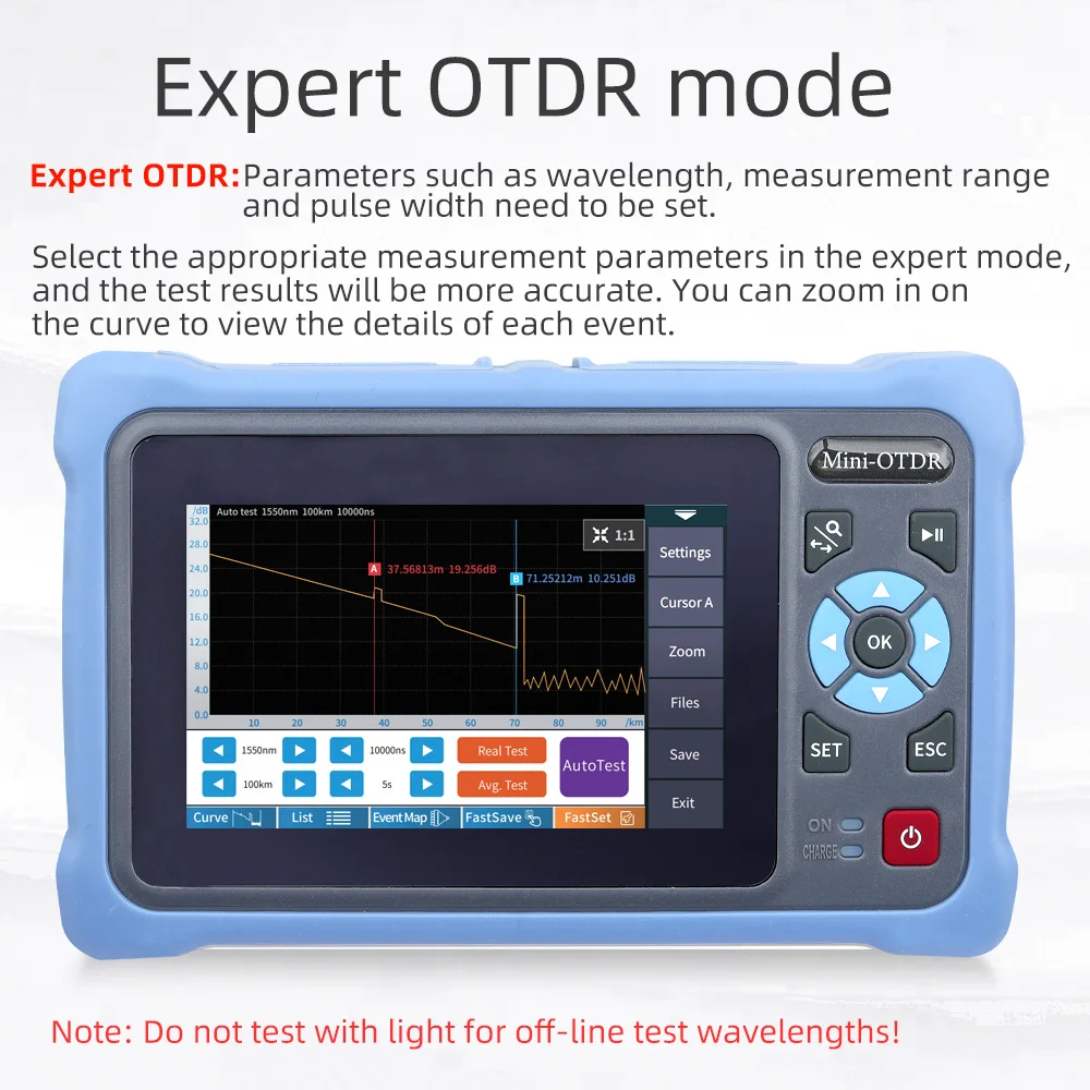 MINI OTDR1310/1550nm FC/UPC  Touch Screen VFL OLS OPM Event Map Ethernet Cable Tester Network