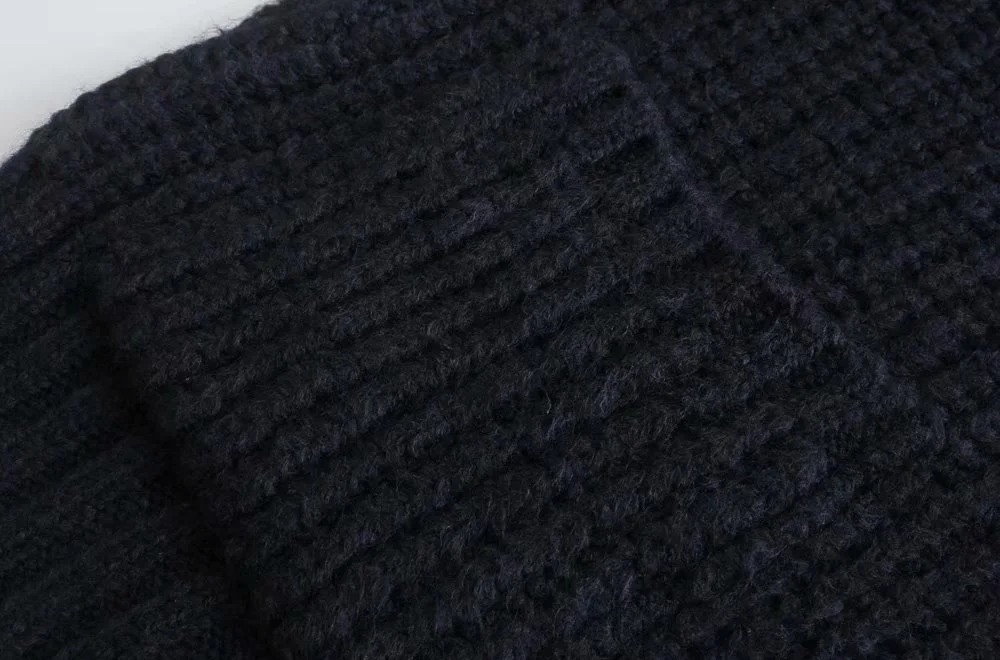 KPYTOMOA Women  Fashion Oversized Knit Cardigan Sweater Vintage Long Sleeve Patch Pockets Female Outerwear Chic Tops turtleneck