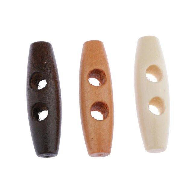 Coat Buttons Wooden Toggle Buttons Single Hole Sewing Buttons, 12 Pieces 6cm