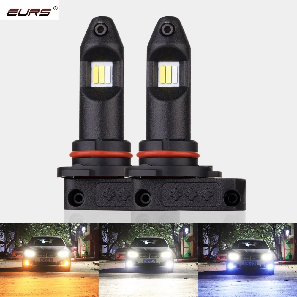 EURS H11 Hi-Lo передняя фара мотоцикла Tthree цвет белый желтый синий csp светодиодный 6500K Автомобильная противотуманная фара DC 12 В 9005 9006 HB3