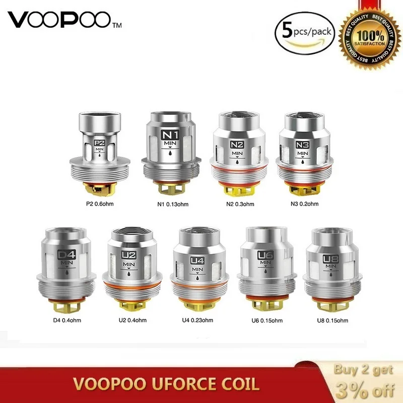 5 шт./упак. Оригинал VOOPOO UFORCE T2 Coil P2/N1/N2/N3/U2/U4/U6/U8/D4 Mesh Core для Voopoo Drag Kit Mini VS IJOY X3 |
