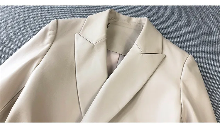 Весенне-осеннее элегантное кожаное приталенное пальто из органической кожи, женские блейзеры высокого качества из натуральной кожи, кожаные куртки B349