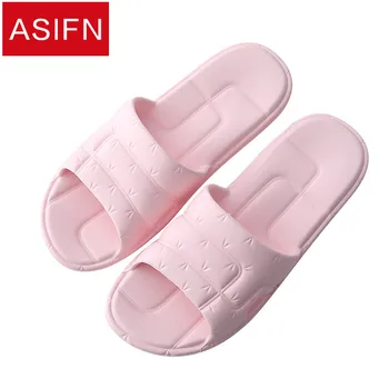 

ASIFN Women Slippers Bathroom Non-slip Flip Flops Men's Slides Sandals Simple Thick Wear-resistant Indoor Home Summer Couple