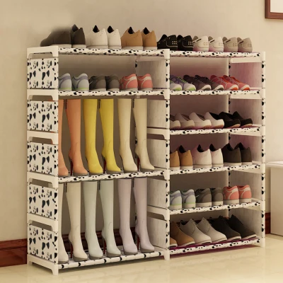Простая Многоуровневая стойка для обуви нетканых материалов легкая сборка полки для хранения шкаф для обуви стильная Полочка для книг мебель для гостиной - Цвет: 6