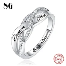 New 925 Sterling Silver Custom engraved Name birthstone finger Rings for Women Personalized 2019 Wedding Jewelry