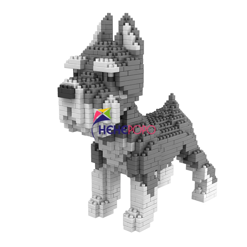 880 шт 6618 1 Schnauzer монтажные блоки модель животных мини кирпичи игрушки Алмазные