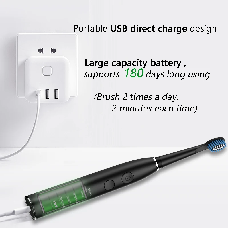 Seago Sonic Electric Toothbrush SG-575 Adult Timer Brush 5 Mode Usb Rechargeable Tooth Brushes Replacement Heads and Travel Box Seago Sonic Electric Toothbrush SG-575 Adult Timer Brush 5 Mode Usb Rechargeable Tooth Brushes Replacement Heads and Travel Box