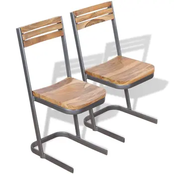 

vidaXL Dining Chairs 2 pcs Solid Teak Wood