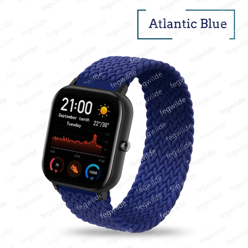 Плетеный соло петлей нейлон/20 мм/22 мм смарт ремешок для браслета Amazfit gts2 Bip Gtr fitbit