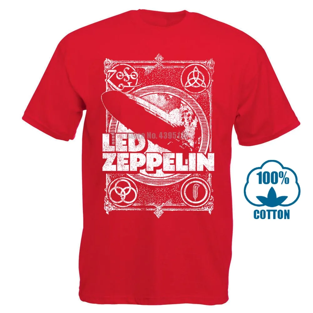 Led Zeppelin 'T Shirt Neu Und Offiziell, Мужская брендовая одежда, высокое качество, модная мужская футболка, хлопок,, 011415 - Цвет: Красный