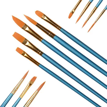 

10 Pieces Childrens Paint Brushes Blue Round Pointed Tip Nylon Hair Brush Set Drawing Watercolor Pen GY88