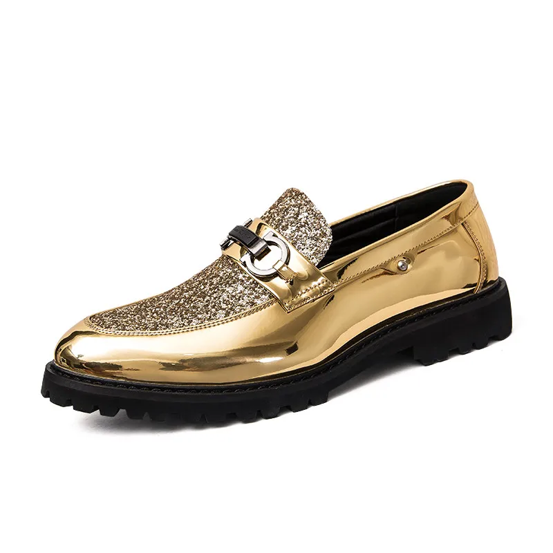 Spring Autumn Men Formal Shoes party Wedding Shoes Luxury Men Business Dress gold British Style Pointy dance