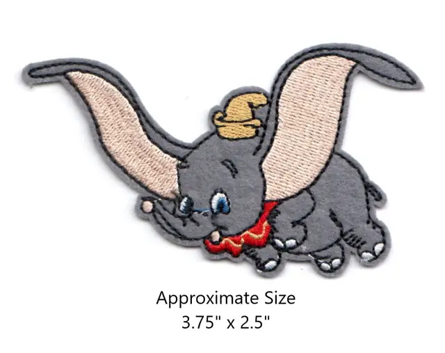 Disney Lovely Animal Elephant Dumbo In Coffee Cup Iron On Embroidered Clothes Patches For Clothing Stickers Garment Wholesale 2