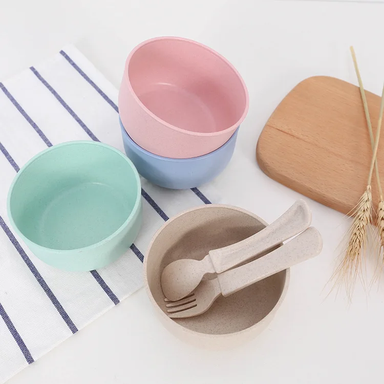 

1pc Wheat Straw PP Plastic Bowl for Creative Rice Salad Soup Plate Round Plastic Kitchen Accessories Mini Size Soup Bowl