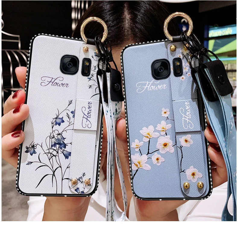 Мягкий чехол для телефона из ТПУ с ремешком на запястье Samsung Galaxy S7 Edge винтажный