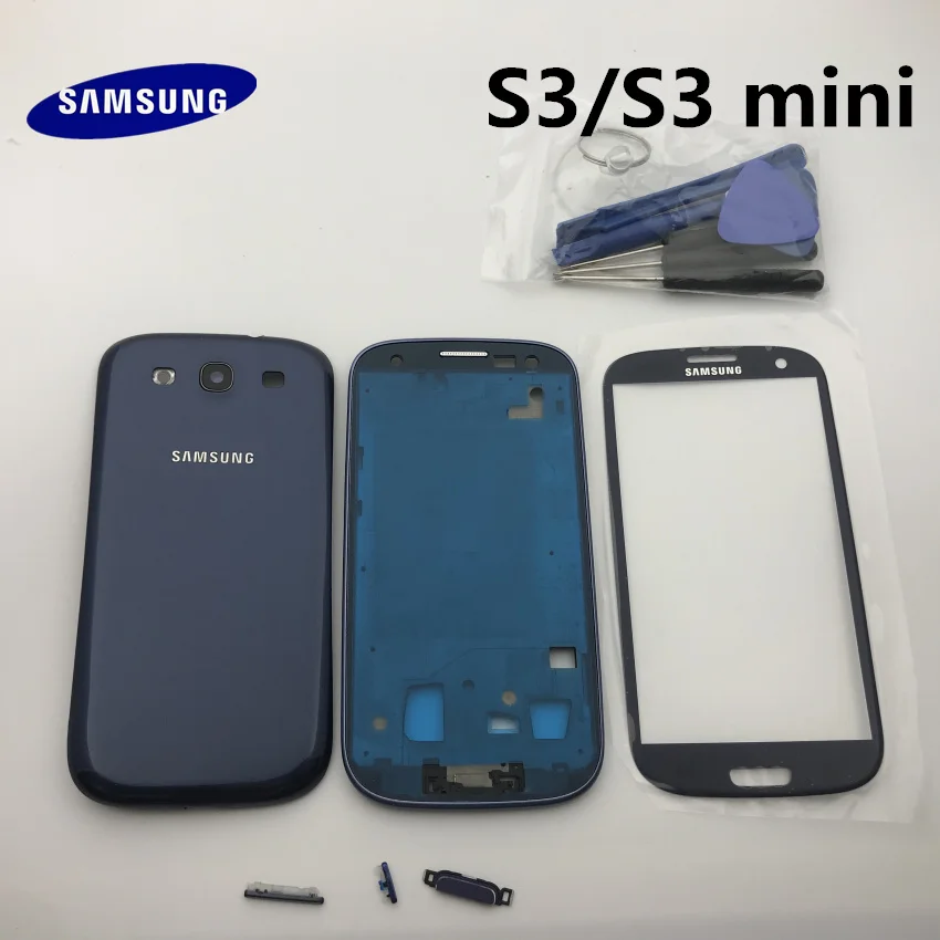 Samsung Galaxy S3 i9300 i9305 9300i i747 чехол с полным корпусом задняя крышка передняя стеклянная линза+ средняя рамка части