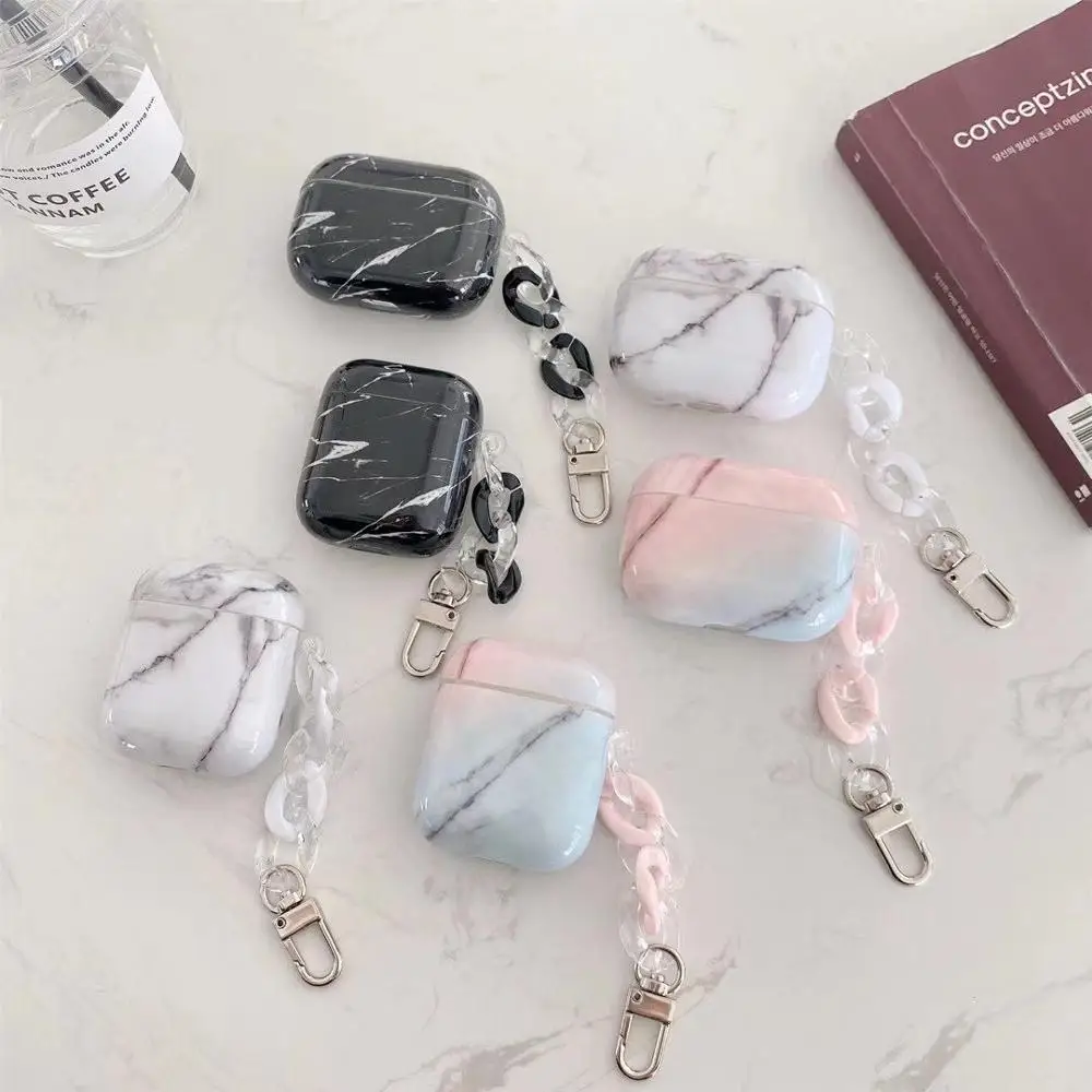 

New marble keychain bluetooth headset protective case Suitable for airpods 1/2pro protective shell Luxury marble