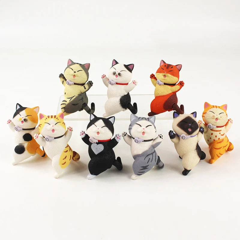 9 шт./лот 7 см фигурка питомца кошки игрушки Fuji Neko котенок с колокольчиками