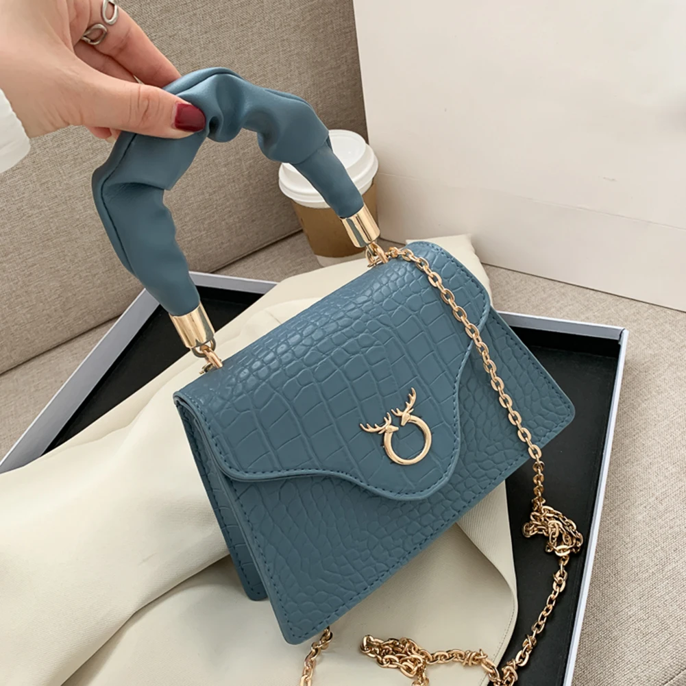 Women Pleated Handle Totes Bags Lattice Pattern PU Crossbody Shoulder Handbag Fashion Exquisite Shopping Bag afbeelding