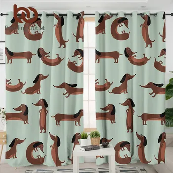 

BeddingOutlet Dachshund Curtains Blackout Cute Sausage Dog Kids Curtain Pet Puppy Funny Window Treatment Cartoon Animal gardinen