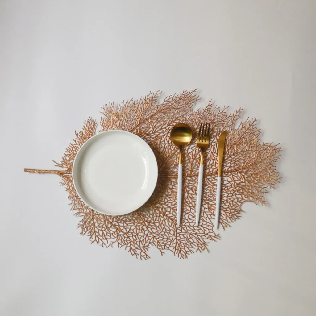 ПВХ материал подстилка для столовых приборов с золотым тиснением коврик