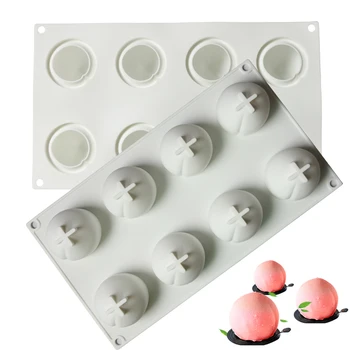 

8 Hole Silicone Cake Mold 3d Peach Shape Forma De Silicone Mold Cake Baking Decorating Tools Fruit Mousse Dessert Mould