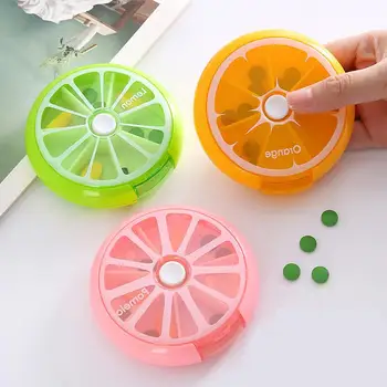 

Portable round sealed one-week storage box with rotating mini seven-grid small pill box outdoor healthy kitchen storage tool