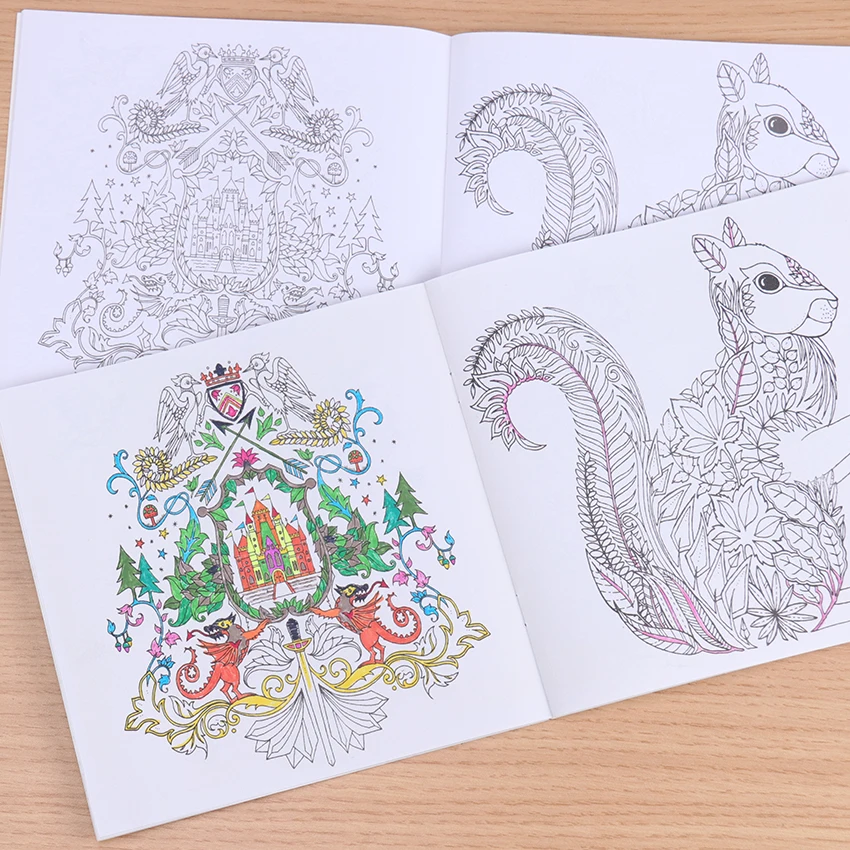

A Hand Painted Explore Wonderland Coloring Book 24 Pages Enchanted Forest Graffiti Painting Books