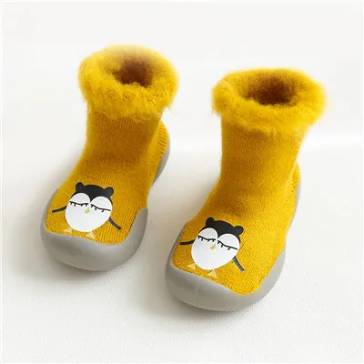 Yellow penguin Обувь для младенцев; обувь для малышей; зимняя обувь для маленьких девочек; обувь для малышей с мягкой подошвой; теплая резиновая подошва - Цвет: Yellow penguin