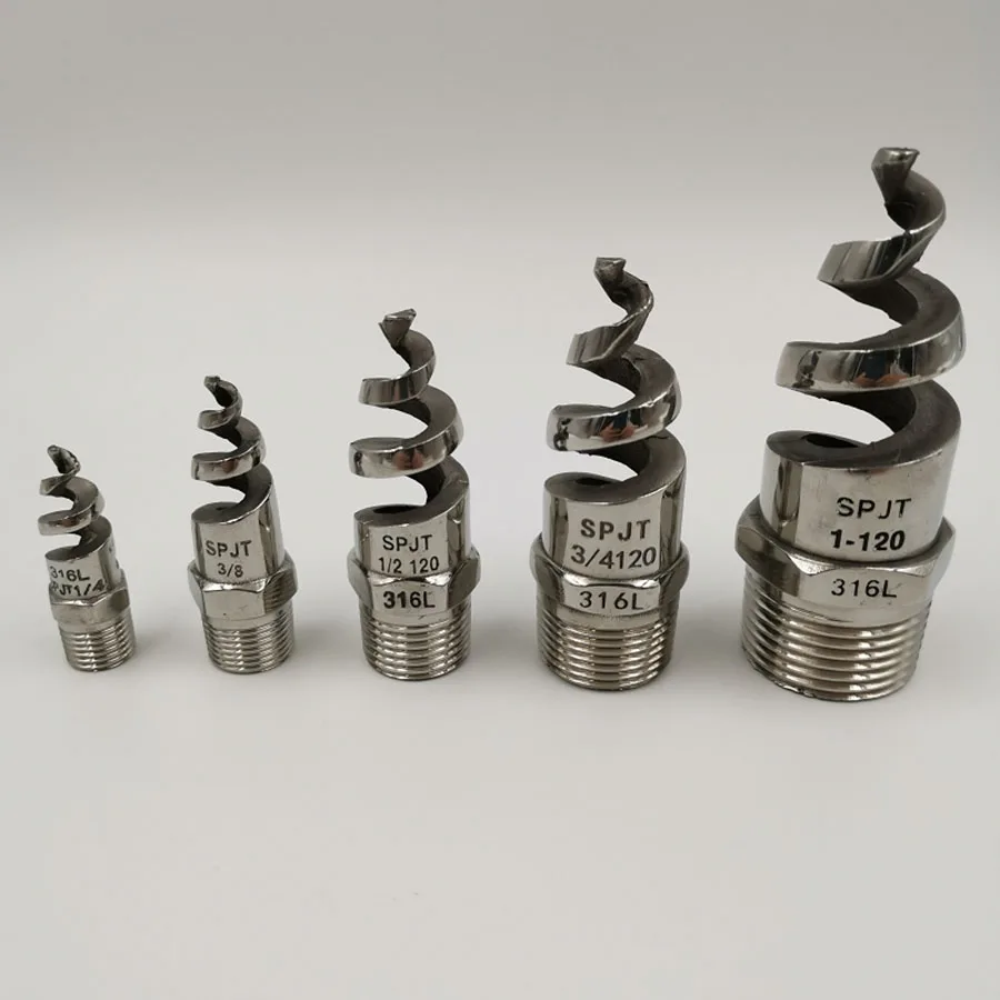 

Full size 1/4 3/8" 1/2" 3/4" 1" 2" 3" BSPT Male Stainless Steel Spiral Nozzle Full Cone Garden Spiral Nozzle Water Pipe Fittings