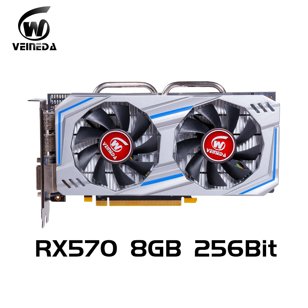  Veineda Video Card Radeon RX 570 8GB 256Bit GDDR5 1244/7000MHz Graphics Card PC Gaming for nVIDIA G