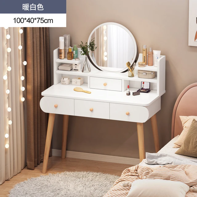 Tocador blanco De moda, taburete De escritorio, espejo De maquillaje,  tocador De dormitorio, cómodo armario De salón, juegos De muebles De jardín  - AliExpress