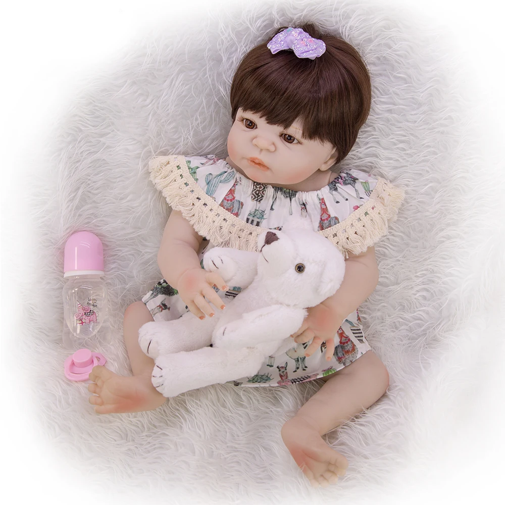 Гладкая белая виниловая кожа силиконовые куклы Reborn Baby 55 см реалистичные очаровательные bebe девушка в моде детская одежда детская игрушка для ванной подарок