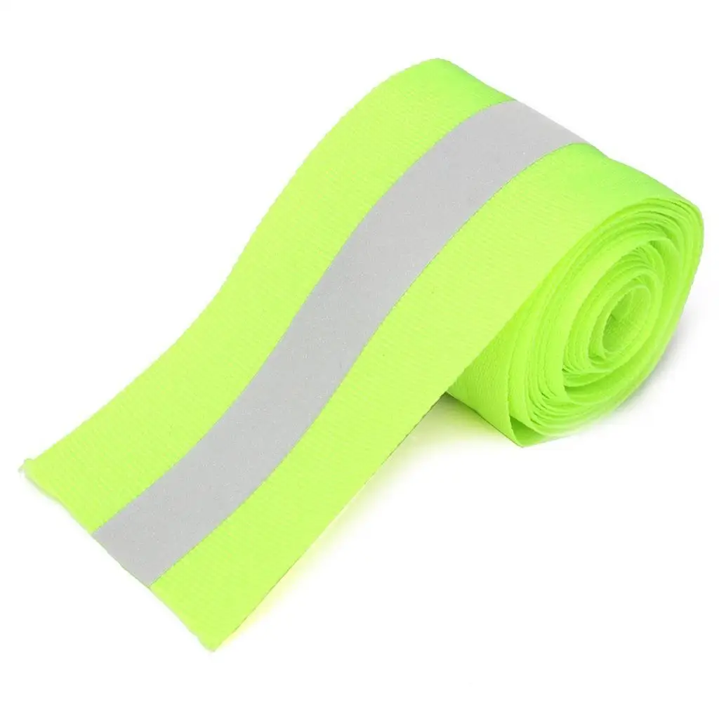 Silver Reflective Tape Safty Strip Sew On Lime Synth Fabric 3 Meters