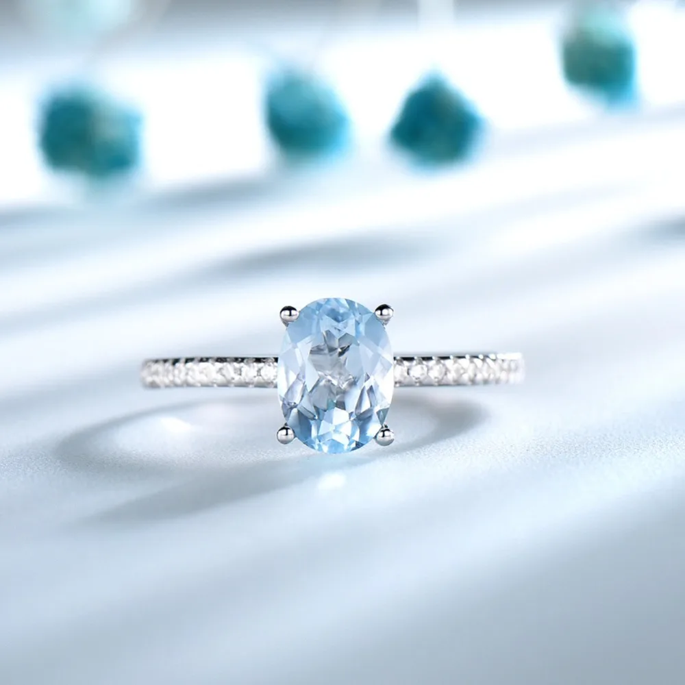 ORSA JEWELS изысканное Настоящее серебро 925 пробы женское небесное кольцо с голубым топазом овальная огранка кольцо вечности Свадебные ювелирные изделия VSR21