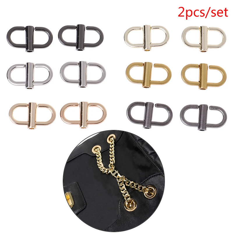 2Pcs Adjustable Metal Buckle Clip Handbag Chain Strap Length Shorten Bag