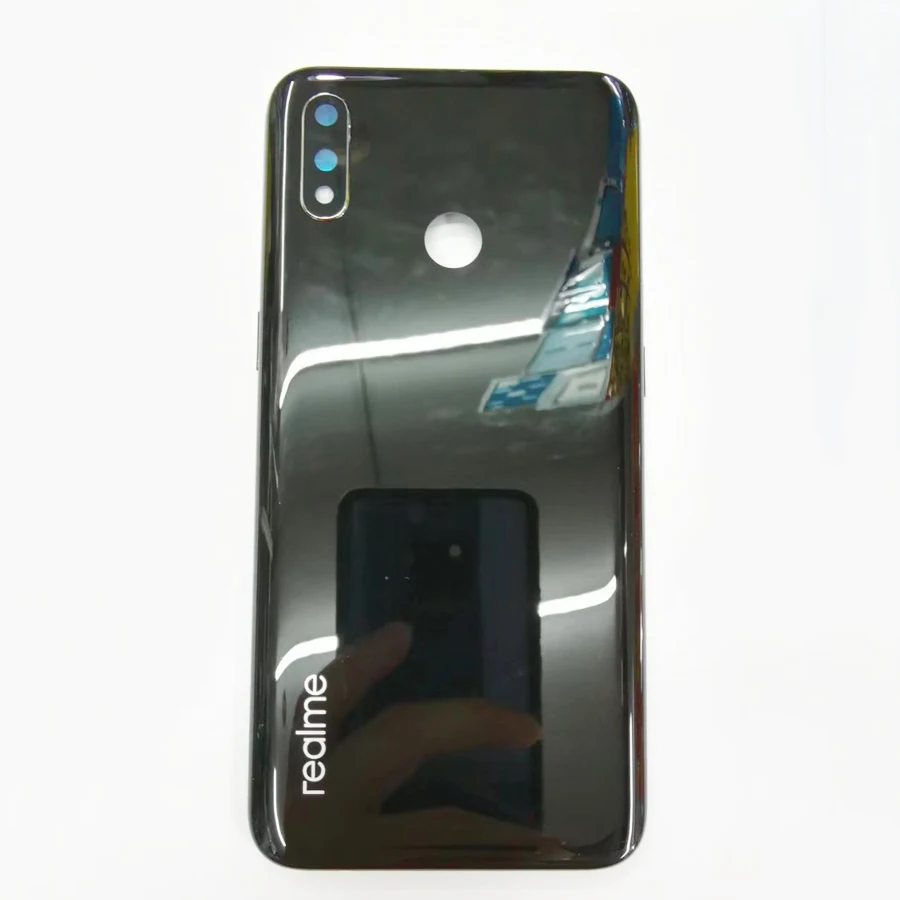 Black Для Realme 3 RMX1825 RMX1821 задняя крышка корпуса с камерой len батарея чехол для Realme 3 замена - Цвет: Black