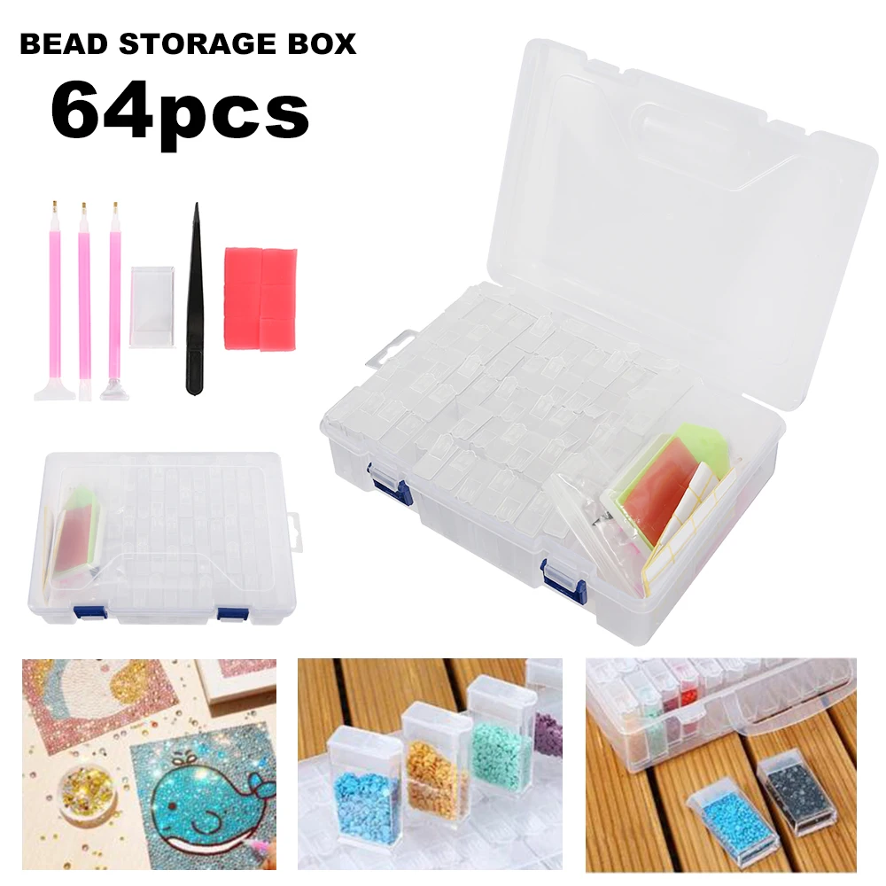 

64 Grids For diamond painting Decorations Storage Manicure Organizer Box Glitter Powder Adjustable Jewelry beads box