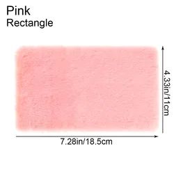 Nordic Style Miniature Plush Dollhouse Carpet - Hairy Rug Floor Mat for Doll Playhouses and Photo Props (Pink-rectangle2)