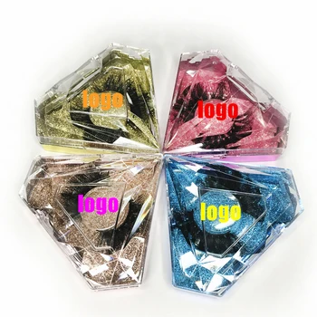 

Wholesale Glitter Paper Diamond case Free custom Logo 25mm lashes 30/50/100/200 package Label Makeup Natural Mink Lashes