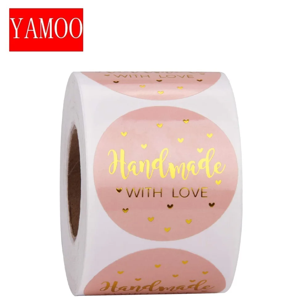 Pink handmade with For Your Order Sticker Heart Thanks For Shopping Small Shop Local Handmade Sticker Kraft Labels Sticker afbeelding