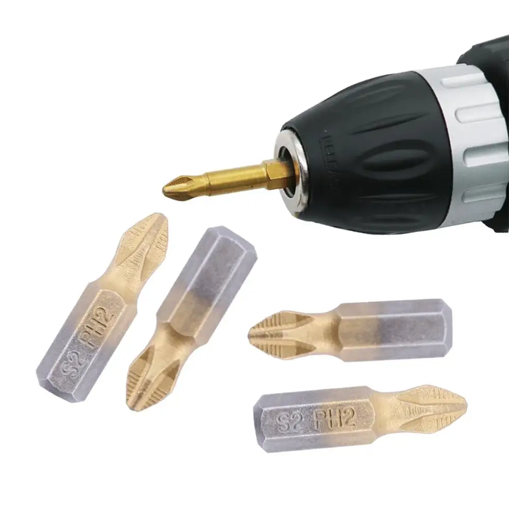 

High Quality 10pcs/set Anti Slip PH2 Screwdriver Bit 25mm Length 1/4" Shank Titanium Coated Drill Bits For Electric Drill set