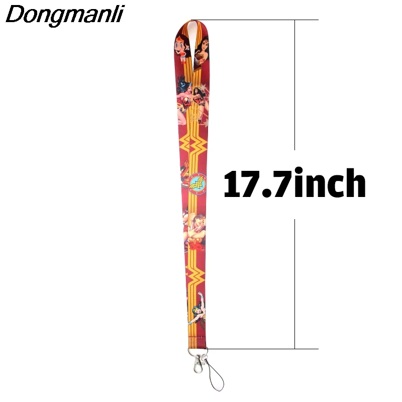 PC164 20 шт./лот брелок для ключей Wonder Woman Lanyards Id держатель для ID карты для спортзала держатель для мобильного телефона USB