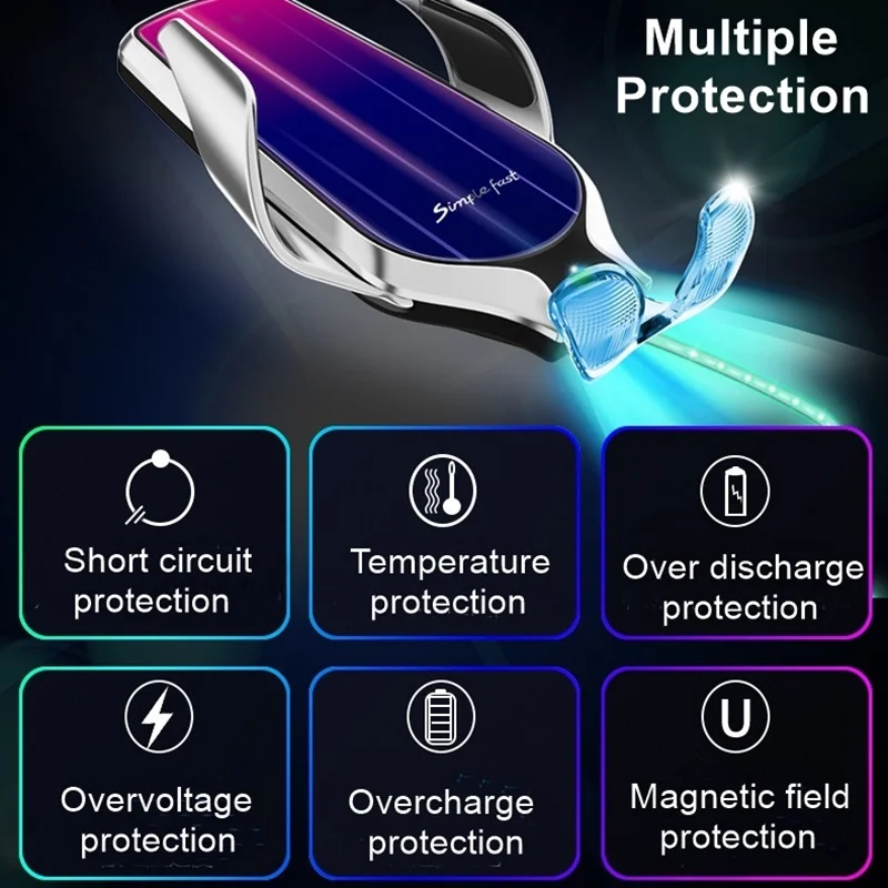 Продажа Tongdaytech 10 Вт автомобильное Qi Беспроводное зарядное устройство для iPhone XS X 8 11 Pro Max автоматический светодиодный автомобильный держатель телефо...