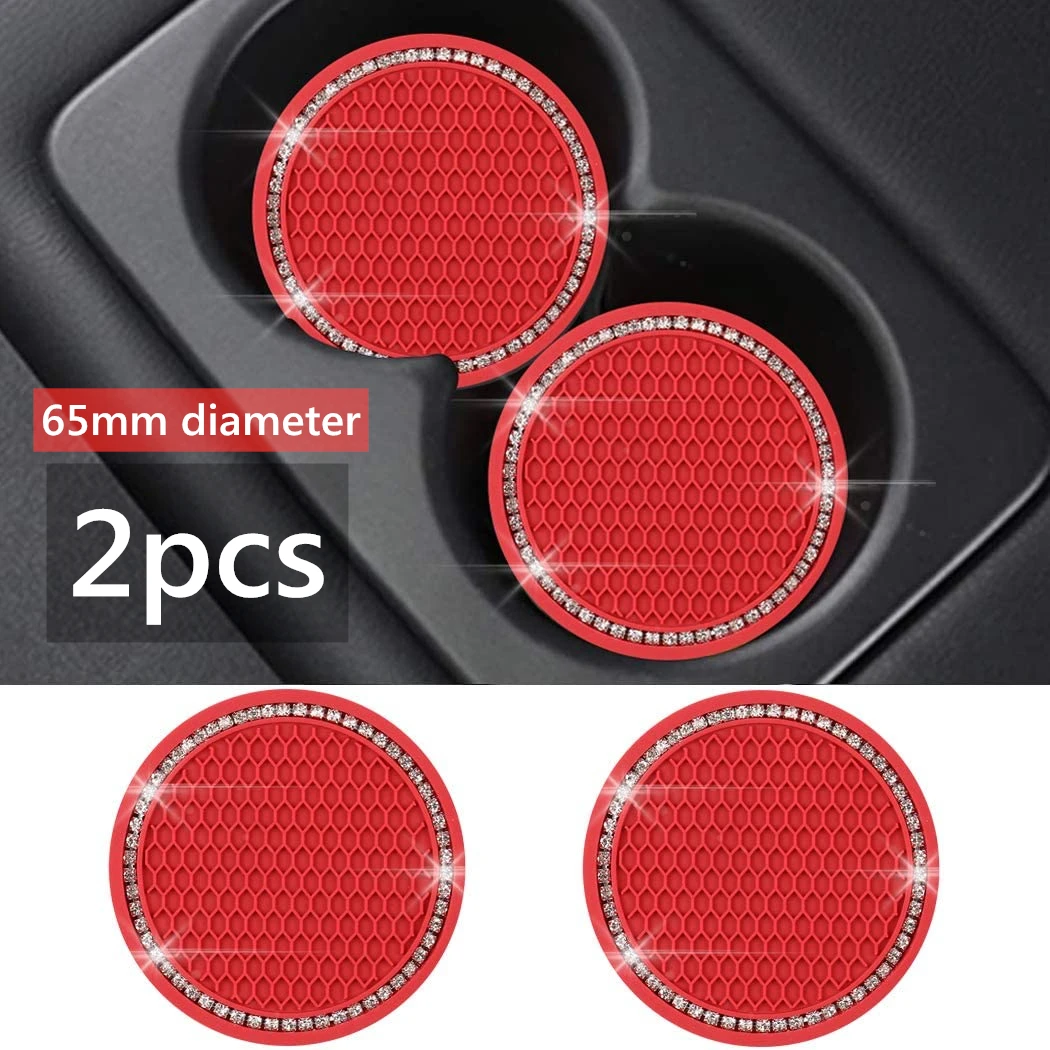 Red Bling Car Accessories for Women Interior Cute Set Girls USB Charger  Tissue Box Holder Ashtray Diamonds Automotive Part Decor