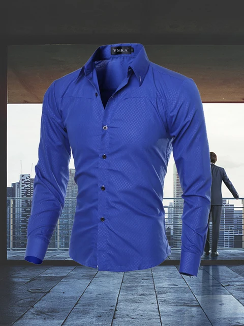 Mens Shirts  Mens Dress Shirts for Men  Office Business Casual japanese fashion  button shirt Blue