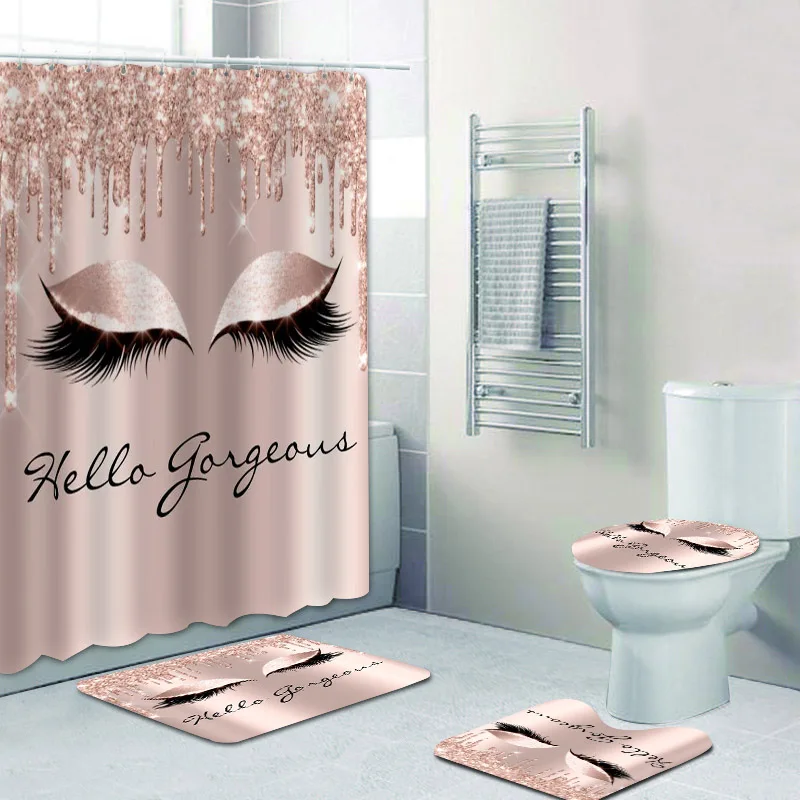 Eyelash Makeup Shower Curtain Bathroom Shower Curtain Set Eyelash